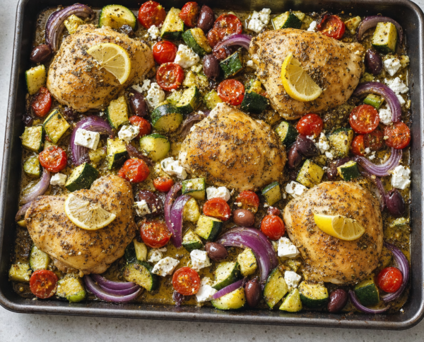 Greek Sheet Pan Chicken Dinner (Everything Cooked Perfectly, One Pan)